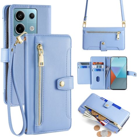 Custodia a libro per Xiaomi Redmi Note 13 Pro 5G, con portafoglio e tasca con cerniera, blu (1/5)
