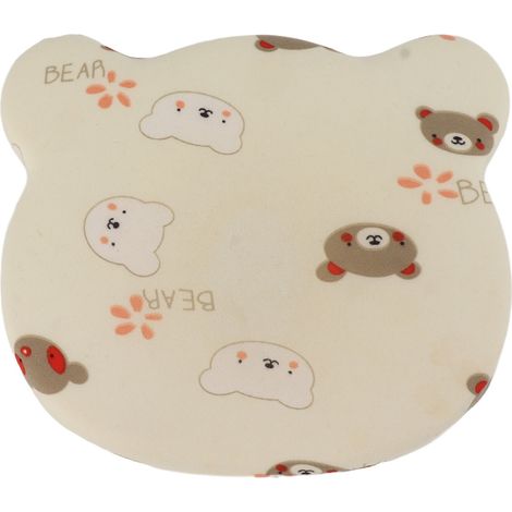 Oreiller bambin avec noyau en mousse à mémoire amovible, coussin bébé respirant pour les 4 saisons, motif ours jaune。 (1/5)