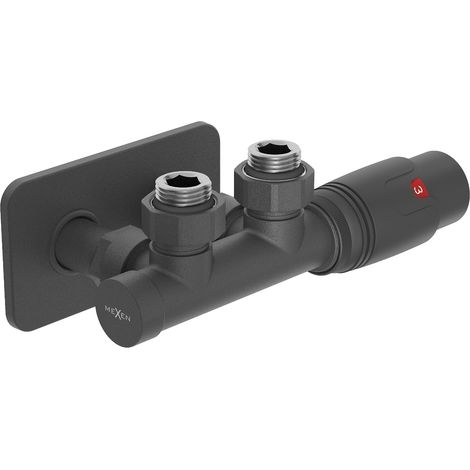 Mexen G00 set termostatico angolare con copertura S, Duplex, DN50, antracite - W907-900-910-66 (1/3)