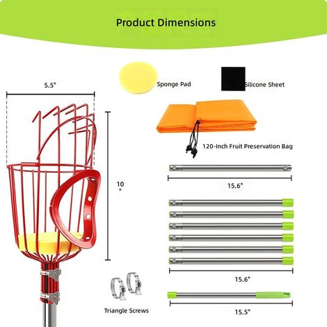 Cueille-fruits détachable pour haute altitude, outil de récolte fruits portable (1/5)