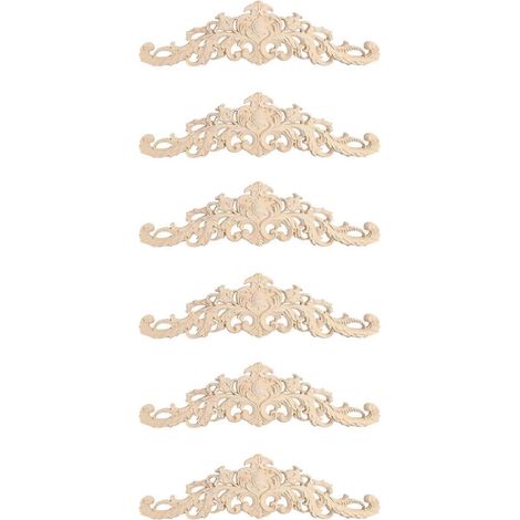 Lot de 6 appliques décoratives en bois sculpté pour meubles, ornements d'angle, porte, lit, 30 x (1/5)