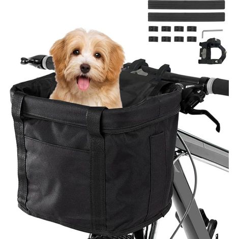 Cestino della bicicletta, Rimovibile Manubrio della Bicicletta Cestino, Ciclo Anteriore Tela Basket Carrier Borsa trasportino in Lega di Alluminio per mountain BIKE, pic-nic, Shopping, Animale di Picc (1/5)