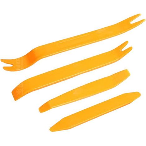 Kit de 4 outils de démontage garniture auto, pince à clips porte, levier plastique intérieur voiture, installation autoradio, dépose panneau, réparateur trim (1/5)