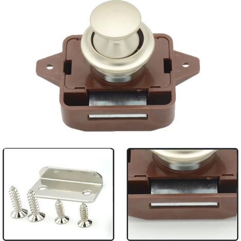 pezzi di chiusura a pulsante, chiusura a pulsante senza chiave, pulsante per camper, per porta di camper, furgone, roulotte, cassettiera per yacht (marrone) (1/4)