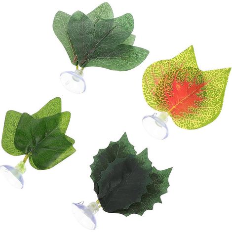Aquarium Fake Plant Plastic Leaf for Fish Tank Scene Decoration 4Pcs (1/5)