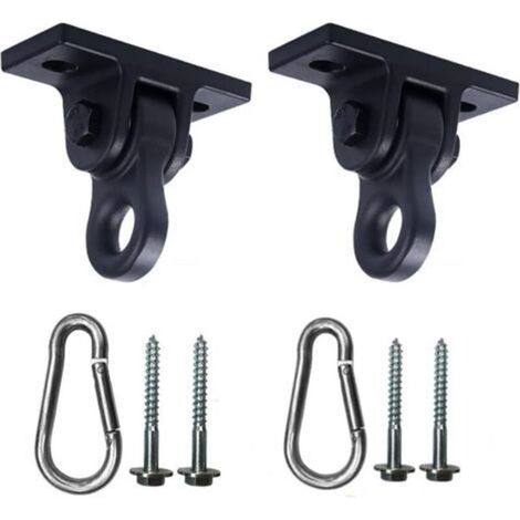 Hammock and swing accessories – Set of 2 black steel screws and bolts, strong and universal fixing
