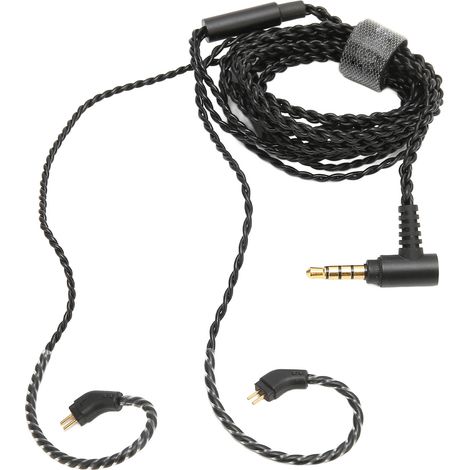 Câble de remplacement pour écouteurs avec microphone intégré, connecteur coudé 3,5 mm à 2 broches et 0,78 mm. (1/5)