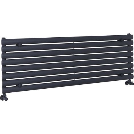Milano Aruba Anthracite Horizontal Single Oval Panel Radiator - 472mm x 1400mm (1/5)
