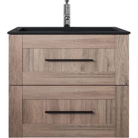 Meuble de salle de bain Idaho 60cm lavabo Chene noir – Armoire de rangement Meuble lavabo (1/5)