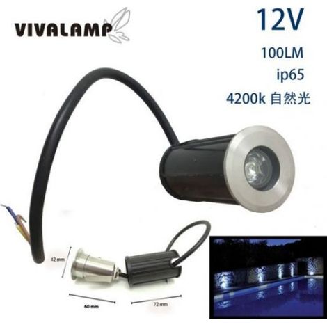 Faretto Segnapasso LED 1W 100 Lumen 12v Luce Naturale 4000k IP65