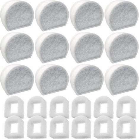 UlisemLot de 24 Préfiltres en Mousse et Filtre à Carbone Compatible avec PetSafe Drinkwell Fountain INOX 360 Avalon Pagoda Seascape et Sedona Fontaines, Filtre pour Fontaine à Eau Chat Chien
