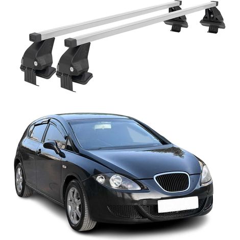 OMAC Dachträger Querträger Stahl für Seat Leon II 2005-2012 – Abschließbar – City-Crash-getestet – DIN 75302:2019 – ISO/PAS 11154:2006 – Max. 50 kg Silber (1/5)