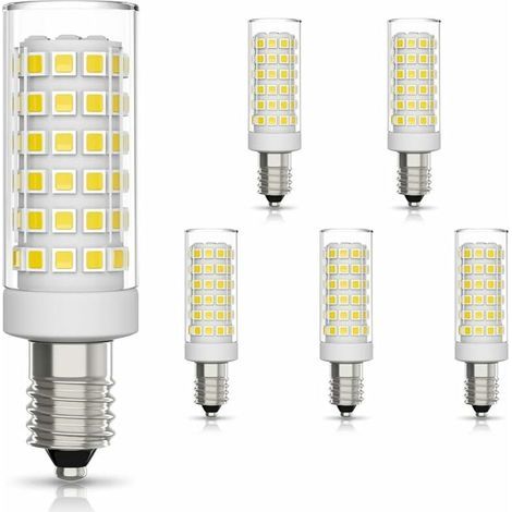 Confezione da 6 lampadine LED E14 da 9W equivalenti a 75W alogene, luce bianca fredda 6000K, non dimmerabili, angolo del fascio luminoso di 360° per cappa aspirante, lampada da cucina e lampada da com (1/4)