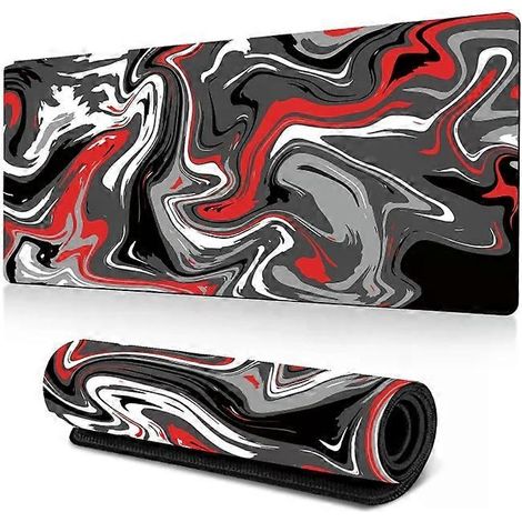 Tapis de souris abstrait grand format pour gamer, bureau ou ordinateur, 300 x 800 x 2 mm, motif fluide abstrait 1