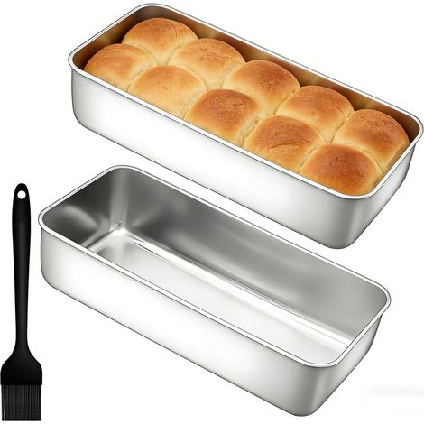 Praktisch zum Backen: 2Stk Edelstahl Brotbackform 27,5x15x6cm antihaftend Kastenform Pack (1/5)