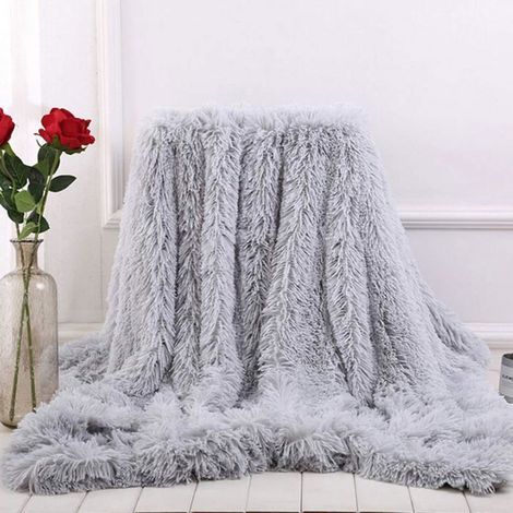 1 pièce Couverture Polaire, douceur fausse fourrure, plaid canapé 160x200 cm, lavable en machine, pour salon ou chambre (1/5)
