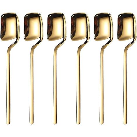 Cuillères à café, petites cuillères, ensemble de 6 cuillères à café, cuillères à dessert, cuillères à glace, cuillères à mélanger, petites cuillères à café en acier inoxydable de 14,2 cm (1/5)