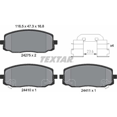 Kit de plaquettes de frein, frein à disque Textar 2427501 DODGE 5810107A00