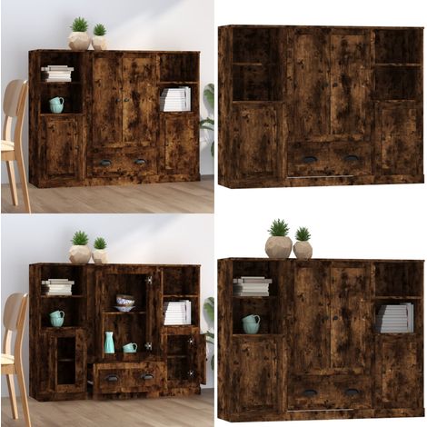 Buffets 3 pcs chêne fumé bois d'ingénierie - Buffet chêne fumé - Buffet bois d'ingénierie (1/5)