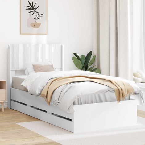 vidaXL Bettgestell mit Stauraum und Kopfteil Weiß 100 x 200 cm (1/5)