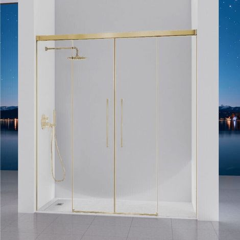 Duschfront 2 Festteile + 2 Schiebetüren PAVIA Gold / 132-136 cm (1/5)