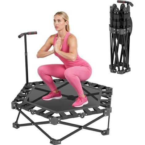 Mini Trampoline pliable 106cm avec poignée réglable en hauteur, charge maximale 275kg (1/5)