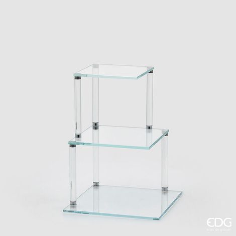 EDG Enzo De Gasperi Alzata Decorativa Splendor Quadrata 3 Piani H 38 Cm L 30 Cm L 30 Cm Vetro Natural