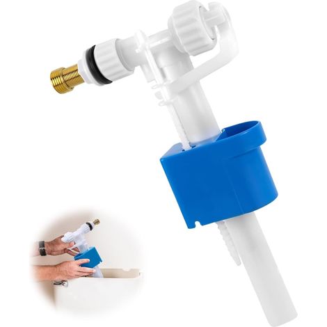 Flotteur Chasse D'eau WC pour Chasse D'eau G3/8" et G1/2", Robinet Flotteur, Flotteur Chasse d'eau WC Vanne de Remplissage Universelle Raccord Raccord D'alimentation Latéral, Quantité d'eau réglable (1/5)