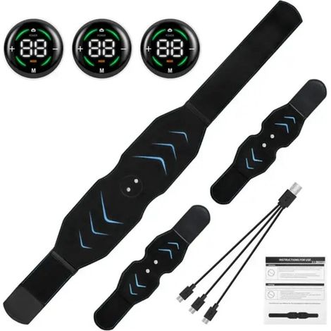 EMS Abdominal Toning Belt, Abdominal Muscle Training Device with Electrical Vibrations, for Slimming the Waist and Massaging Body and Leg Muscles (06781) - AquaForge