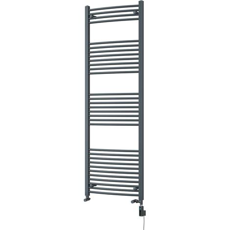 Zennor - Anthracite Dual Fuel Towel Rail H1800mm x W600mm Thermostatic WIFI - Curved (1/3)