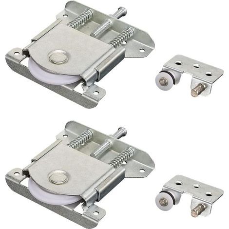 2 Pairs of Sliding Door Rollers for Wardrobes, Sliding Door Rollers, Wardrobe Rollers, Furniture Sliding Wheels, for Cabinets, Windows, Sliding Doors (Silver) (1/5)