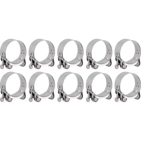 Colliers de serrage en acier inoxydable 201, 10 pièces, renforcés, aspect noyau complet, galvanisés, pour l'industrie automobile, 40-43mm (1/5)