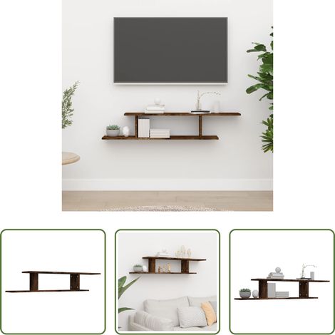 Étagère TV - Étagère TV murale Chêne fumé 125x18x23 cm Bois d'ingénierie (1/5)