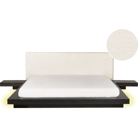 Bed with LED Boucle ZEN 180 x 200 cm (EU Super King) LED Dark Ash Wood (1/5)