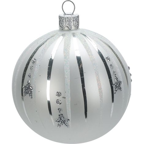 Palline per albero di Natale, in Vetro, color argento, da Ø 100 mm, 6 pezzi (1/3)