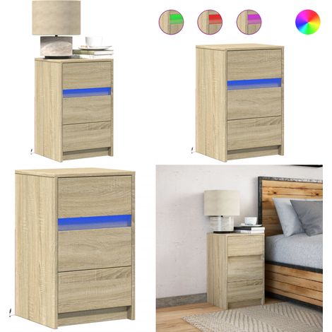 vidaXL Nachttisch mit LED-Leuchten Sonoma Eiche Holzwerkstoff (1/5)