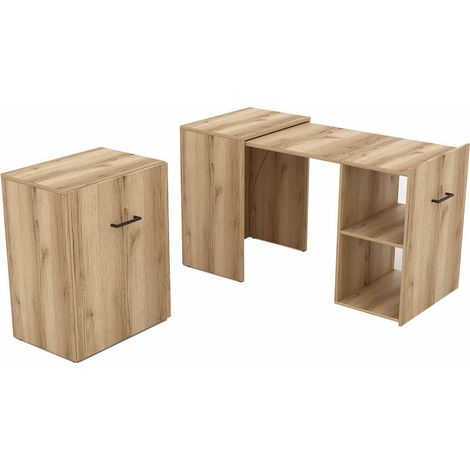 Mesa de oficina Austin 304, Roble claro, Número de puertas: 0, Número de cajones: 0, 75x60x42cm (1/4)