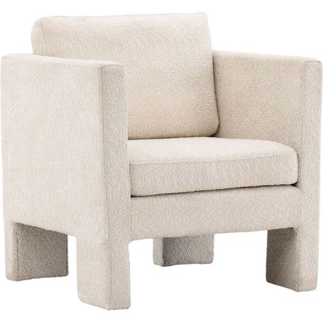 Fauteuil Design Bouclette "Ragusa" 87cm Blanc (1/5)