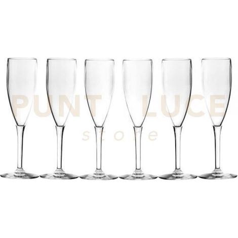TUMBLER BICCHIERI FLUTE SET 6 PEZZI TRASPARENTI