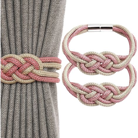 Sturdy curtain tiebacks, Nordic style, set of 2, with braided rope knot