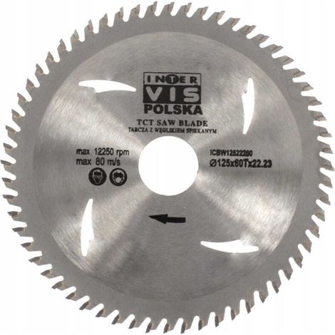 Lame De Scie Carbure Pour Bois 125 mm - 22 2 mm - 60 Dents - Coupe Precise Bois Massif Agglomere Plastique