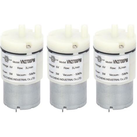 BUNTHAUS Micro pompe à membrane, 3 pièces, Mini moteur à eau et Air sous vide pour aquarium, DC 6V (VN2708PM) (1/5)