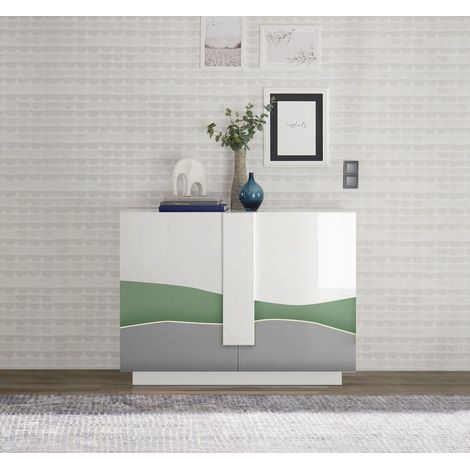 Madia 2 ante linea Sax in finitura Bianco Lucido con serigrafia (1/4)