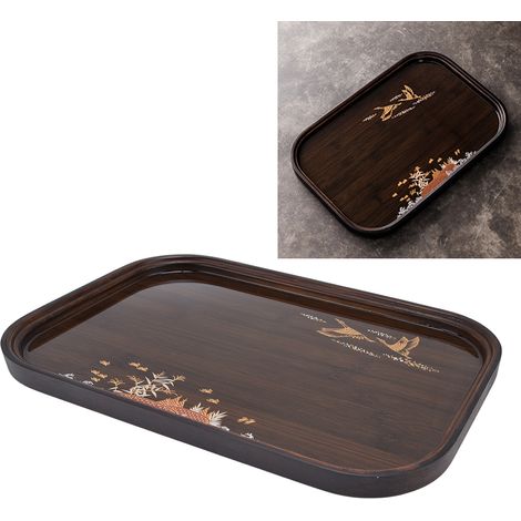 Neues Teetablett aus getrocknetem Bambus in Walnussfarbe, kreative japanische Teeuntertasse aus Kunstharz, Kung-Fu-Teetablett, Teetisch mit abgerundeten Ecken und quadratischer Form. (1/5)