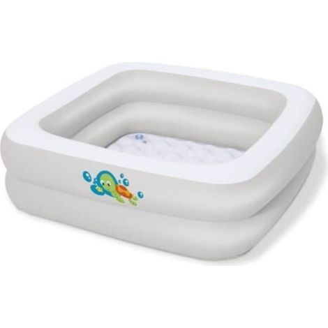 Baignoire gonflable carrée pour bébé - Blanche - 86 x 86 x 25 cm - Sûre et confortable pour le bain quotidien (1/5)