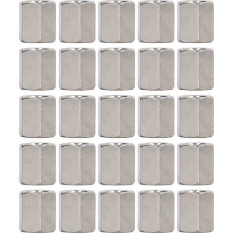 Écrou d'accouplement hexagonal M8x1, 25 L15mm, connecteur de tige filetée en acier inoxydable 304 pour boulons, goujons, vis de Machine, 20 pièces (1/5)