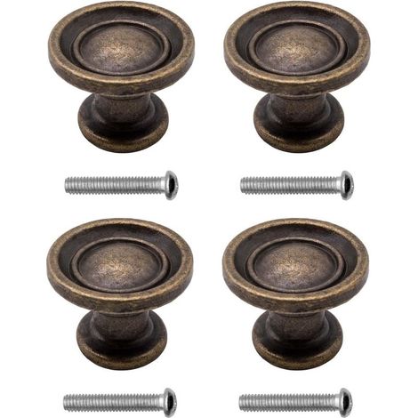 Antike Möbelgriffe im Landhausstil, Vintage-Design, Bronze-Eisen, für Möbel, Schränke, Kommoden, Sideboards, 29 x 19 mm, Bronze, 4er-Set (1/4)