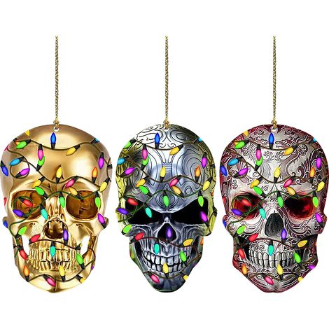 Gruseliger Totenkopf-Anhänger für den Auto-Rückspiegel – Totenkopf-Hängedekoration für Halloween und Weihnachten (1/2)