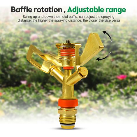 Arroseur à impact de 1/2 pouce - Distance réglable Rotation à 360 degrés Pelouse en alliage de zinc avec buses d'arrosage pour l'irrigation du jardin de l'herbe
