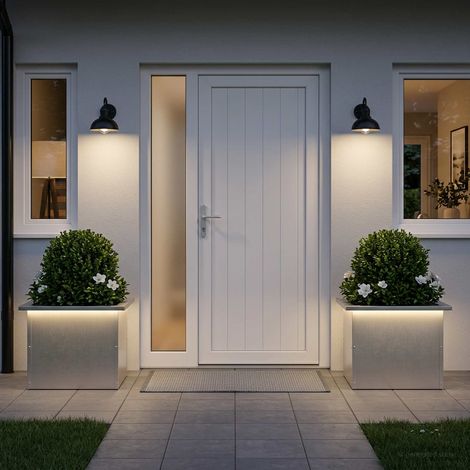 vidaXL Jardinera para jardín con luces LED 2 uds. Plateado (1/5)